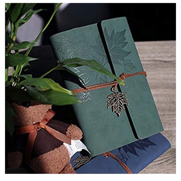 Maleden Other - Maleden Leather Journal Maple Leaf Charm Green